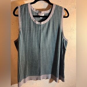 Sweater Vest Hunter Green Grey Houndstooth 2X